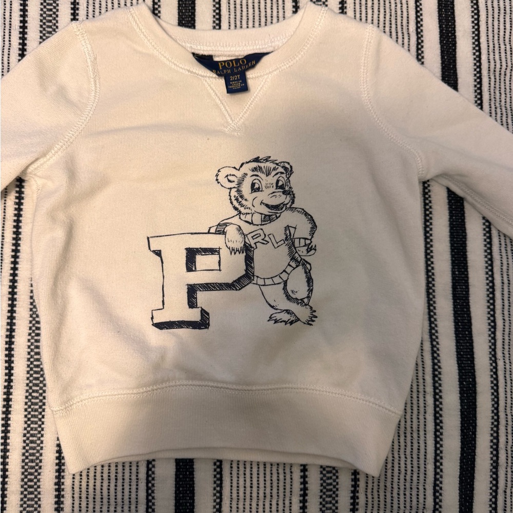 Polo by Ralph Lauren Cream Sweatshirt with Navy Bear & 'P' Graphic